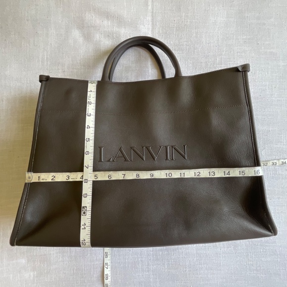 •Lanvin #22115 RARE Baratas Embossed Leather MM Tote Bag Embossed Logo Unisex - Picture 8 of 16